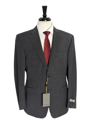 Canali 1934 Men's Gray Fine Check Pattern Classic Fit 100% Wool Suit 40R