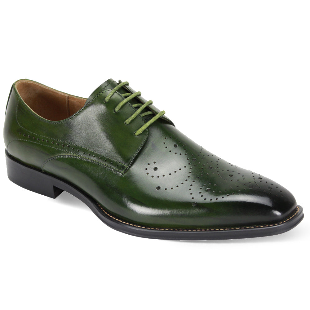 Giovanni Men&#39;s Green Lace Up Oxford Leather Dress Shoes