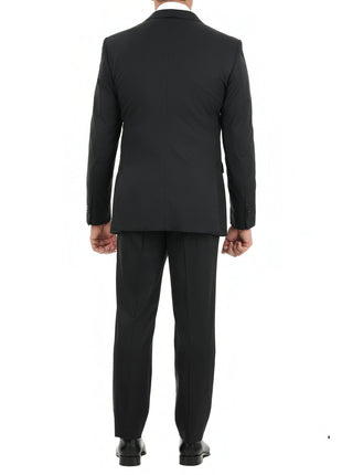 John Varvatos SUITS John Varvatos Mens Slim Fit Black Tonal Striped Two Button Wool Blend Suit