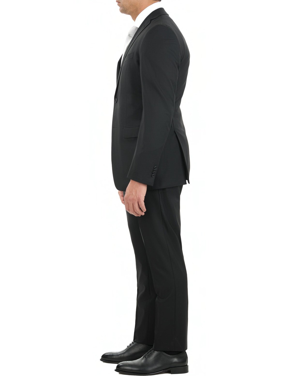 John Varvatos SUITS John Varvatos Mens Slim Fit Black Tonal Striped Two Button Wool Blend Suit