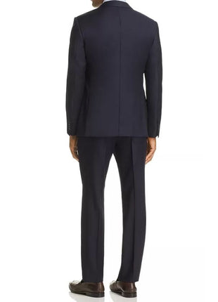 John Varvatos Mens Solid Navy Blue Slim Fit Wool Blend 2 Piece Suit