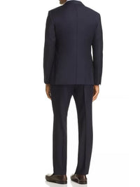 Thumbnail for John Varvatos Mens Solid Navy Blue Slim Fit Wool Blend 2 Piece Suit