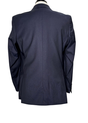 Versace Collection Mens Solid Navy Notch Lapel Classic Fit 2-Button Wool Silk Suit - 40L