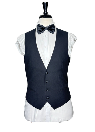 Corneliani CC Collection Solid Black Satin Peak Lapel Slim Fit 3-Piece Wool Tuxedo - 40R