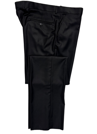 Format Solid Black Notch Lapel Classic Fit 2-Button Wool Blend Suit - 48R