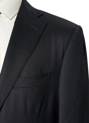 Corneliani Mens Solid Black Fully-Canvassed Notch Lapels Classic Fit 2 Button Wool Suit - 40R