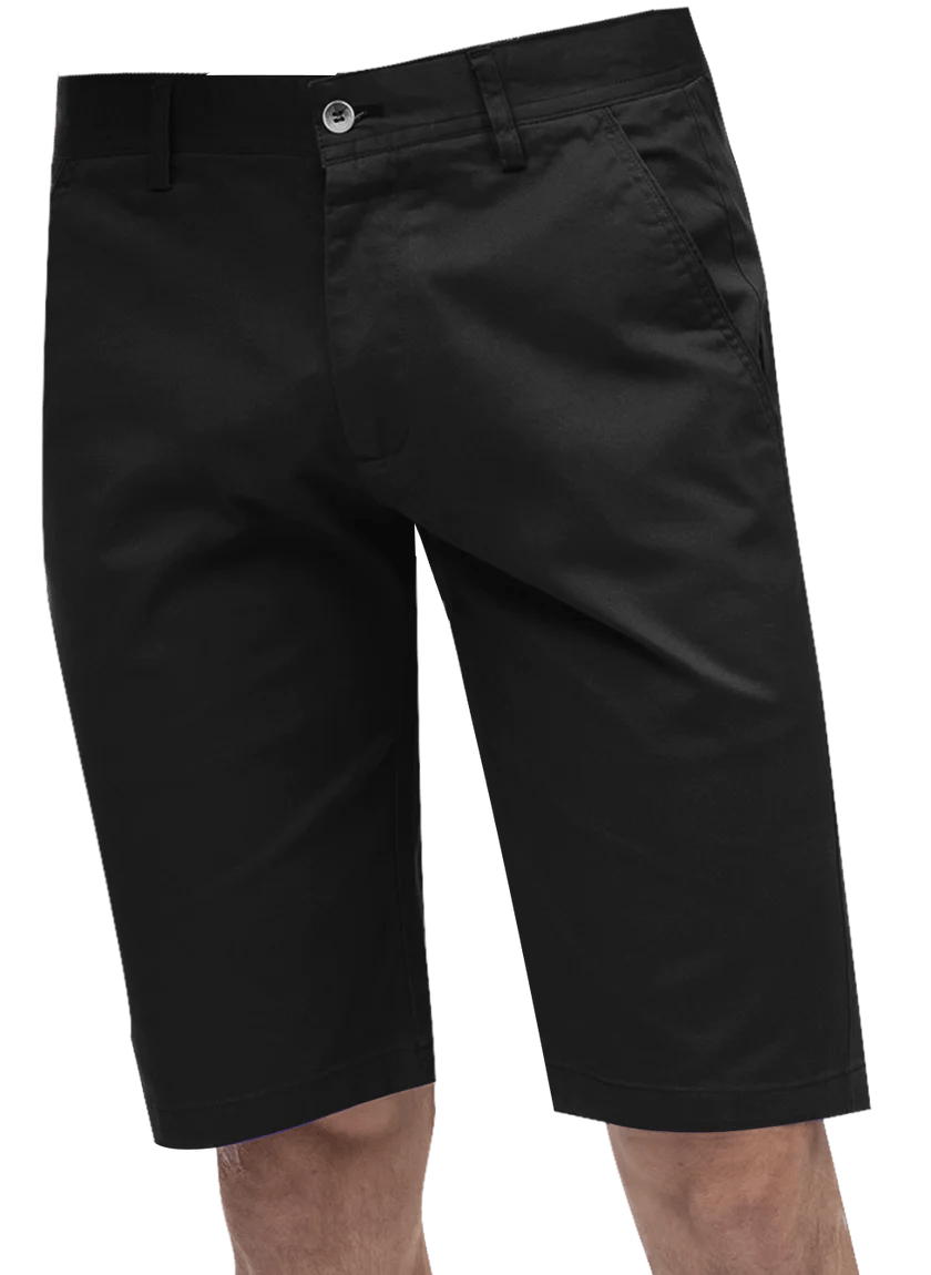 Kent Park PANTS Kent &amp; Park Mens Solid Black Classic Fit Flat Front Shorts