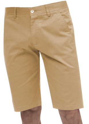 Kent Park PANTS Kent & Park Mens Solid Khaki Tan Classic Fit Flat Front Shorts