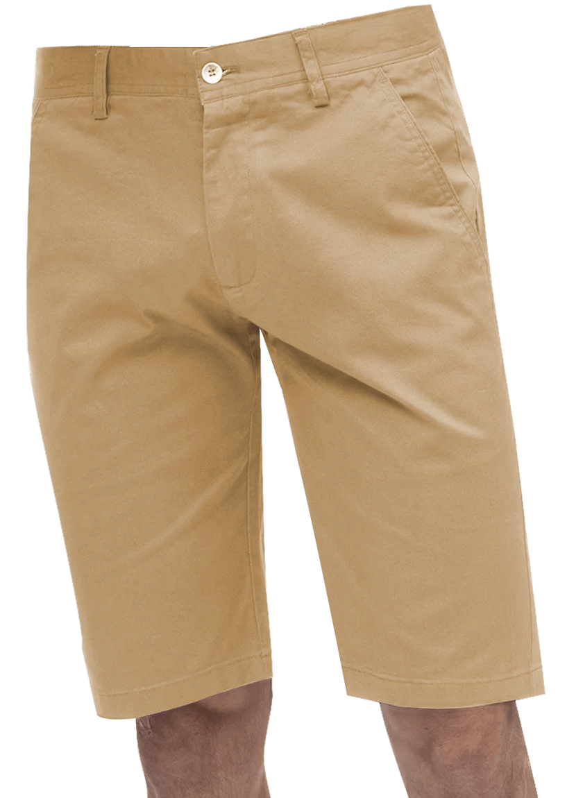 Kent Park Mens Solid Khaki Tan Classic Fit Flat Front Shorts