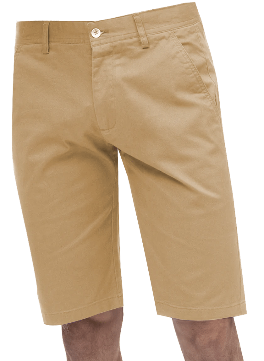 Kent Park PANTS Kent & Park Mens Solid Khaki Tan Classic Fit Flat Front Shorts