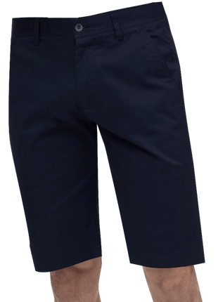 Kent Park PANTS Kent & Park Mens Solid Navy Blue Classic Fit Cotton Blend Flat Front Shorts