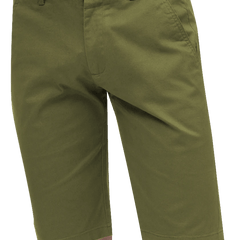 Kent Park PANTS Kent & Park Mens Solid Olive Green Classic Fit Flat Front Shorts