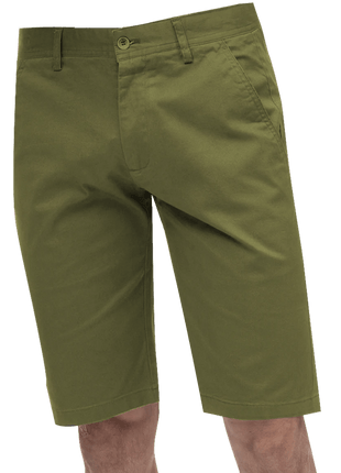 Kent Park PANTS Kent & Park Mens Solid Olive Green Classic Fit Flat Front Shorts