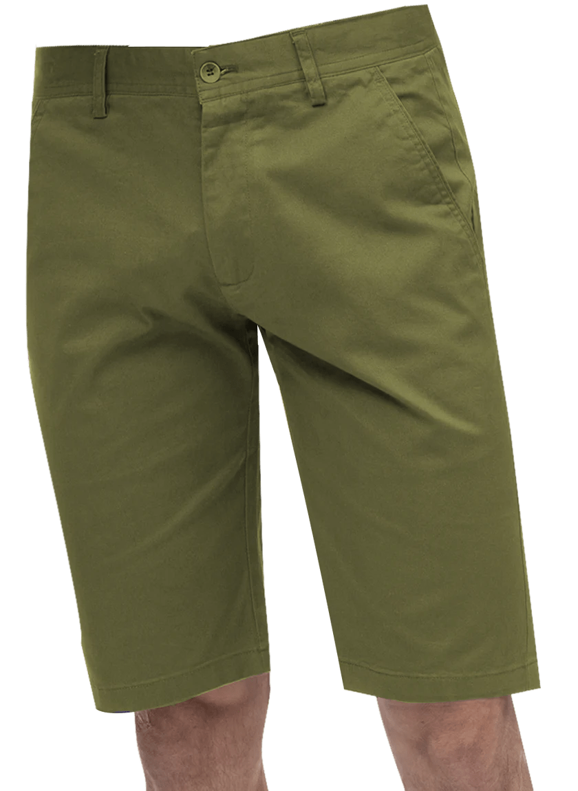Kent Park PANTS Kent & Park Mens Solid Olive Green Classic Fit Flat Front Shorts