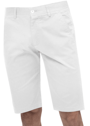 Kent Park PANTS Kent & Park Mens Solid White Classic Fit Flat Front Shorts