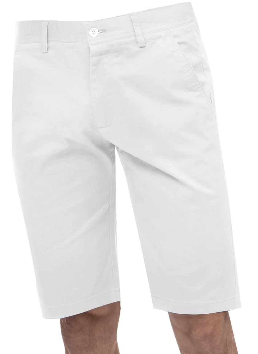 Kent Park PANTS Kent &amp; Park Mens Solid White Classic Fit Flat Front Shorts