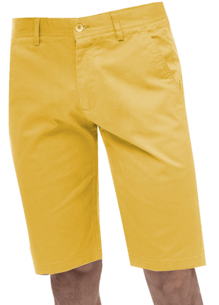 Kent Park PANTS Kent & Park Mens Solid Yellow Classic Fit Flat Front Shorts