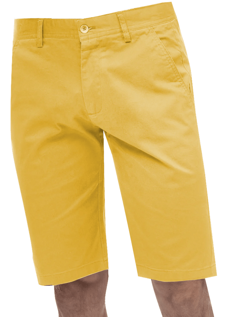 mens yellow dress shorts Kent & Park Mens Solid Yellow Classic Fit Flat Front Shorts, 42