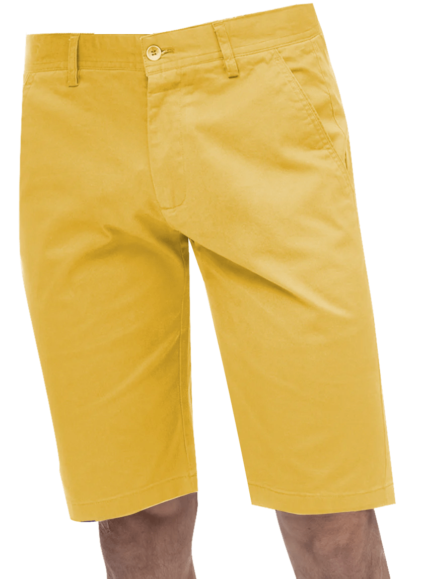 Kent Park PANTS Kent & Park Mens Solid Yellow Classic Fit Flat Front Shorts