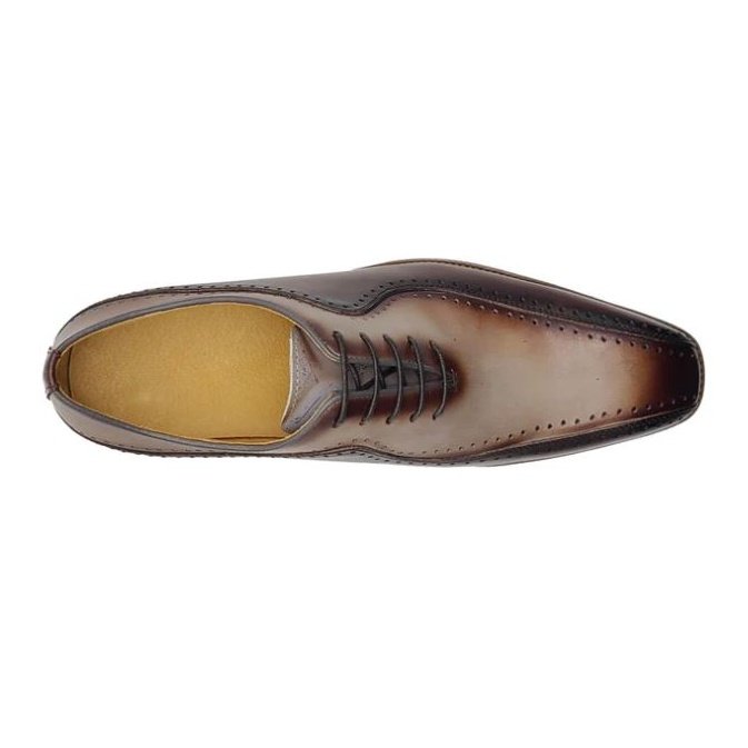 Carrucci Zapatos de vestir Oxford con cordones en dos tonos de cuero marrón para hombre