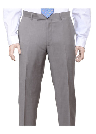 Label E SUITS 48L Label E Mens Solid Tan Classic Fit 100% Wool 2 Piece Suit