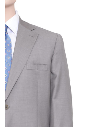 Label E SUITS 48L Label E Mens Solid Tan Classic Fit 100% Wool 2 Piece Suit