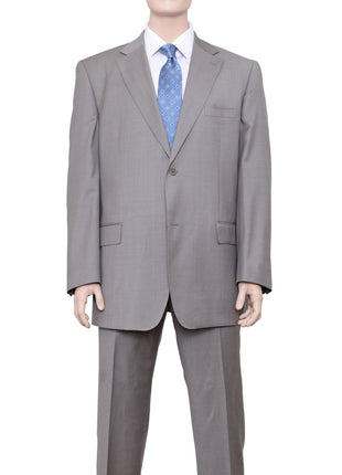 Label E SUITS 48L Label E Mens Solid Tan Classic Fit 100% Wool 2 Piece Suit