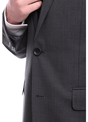 Label M SUITS Mens Extra Slim Fit Gray Texured Two Button Wool Suit