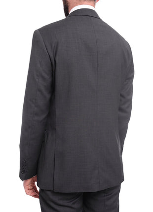 Label M SUITS Mens Extra Slim Fit Gray Texured Two Button Wool Suit