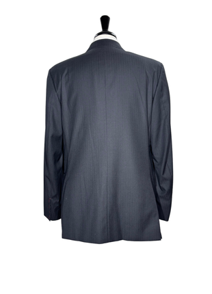 Isaia Mens Black Tonal Stripe Fully-Canvassed Notch Lapel Slim Fit 2-Button Wool Suit - 44L