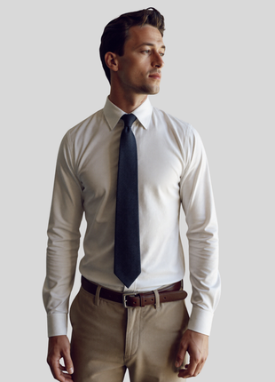 Christopher Morris Men's 100% Cotton Non-Iron White Slim Fit French Cuff Dress Shirt - The Suit Depot