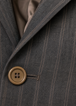 Sartoria Partenopea Mens Brown Pinstripe Notch Lapel Slim Fit 3-button Wool Suit - 44R