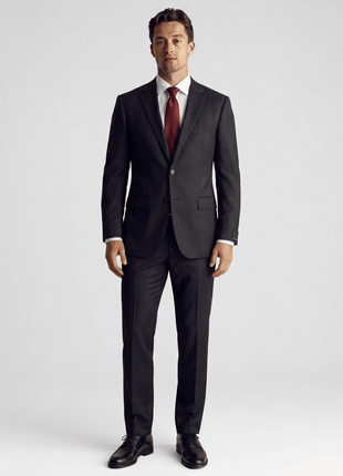 Z Zegna Mens Black Pinstripe Notch Lapels Classic Fit 2-Button Wool Suit - 40L