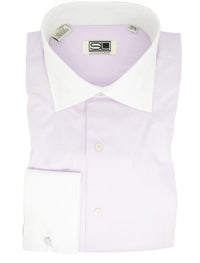 Thumbnail for Steven Land 100% Cotton Solid Lilac French Cuff Classic Fit Dress Shirt