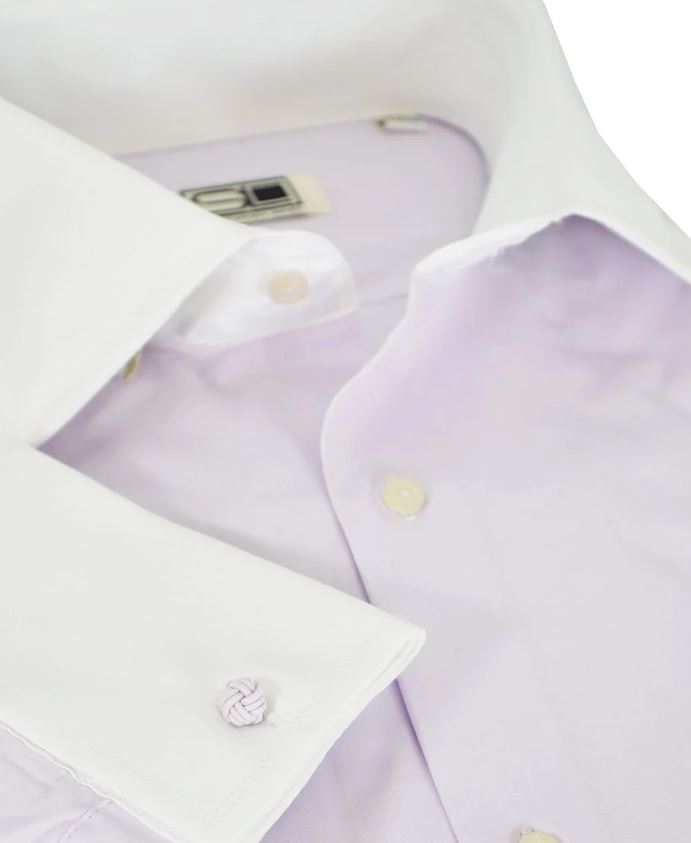 Steven Land 100% Cotton Solid Lilac French Cuff Classic Fit Dress Shirt