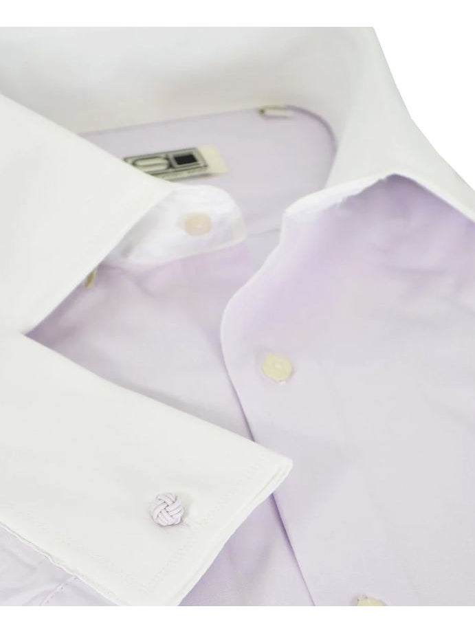 Steven Land 100% Cotton Solid Lilac French Cuff Classic Fit Dress Shirt