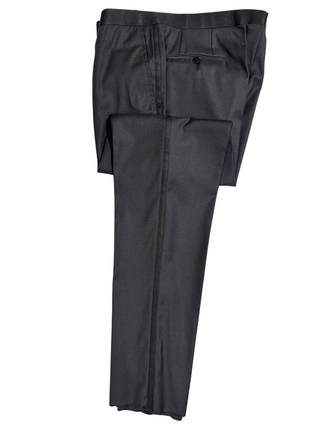 Isaia Mens Solid Dark Charcoal Fully-Canvassed Peak Lapel Classic Fit 1-Button Wool Tuxedo - 44R