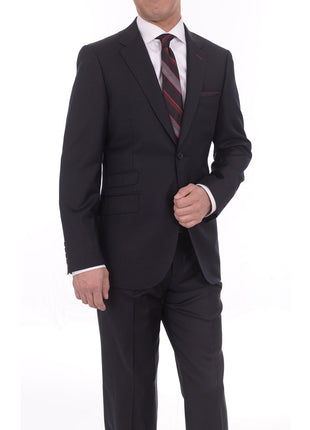 levinas dress shirts Men's Levinas Solid Navy Blue Half Canvassed Wool Cashmere 2 Piece Men's Suit, 40 / Long