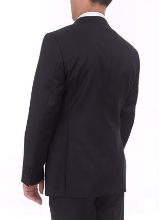 LVs by Levinas Sale Suits Men's Levinas Solid Navy Blue Half Canvassed Wool Cashmere 2 Piece Men's Suit