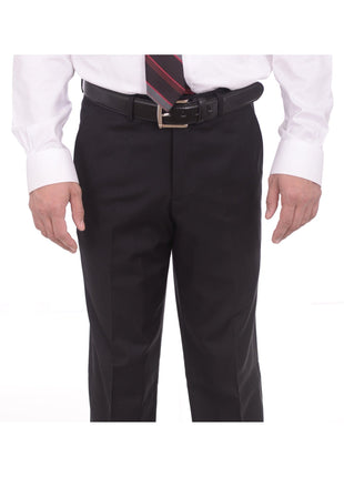 LVs by Levinas TWO PIECE SUITS Men's Levinas Solid Black Half Canvassed High-End Wool Cashmere 2 Piece Suit