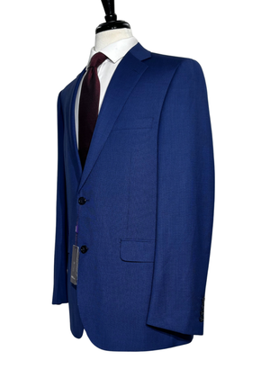 Bartorelli Napoli Mens Royal Blue Weave Notch Lapel Classic Fit 2-Button Wool Suit  - 44L