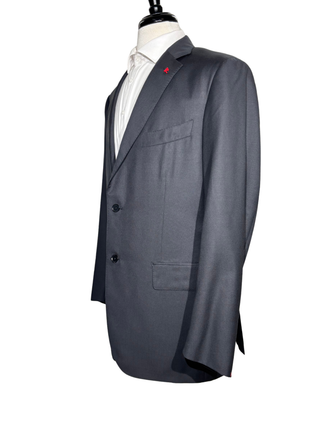 Isaia Mens Black Textured Fully-Canvassed Notch Lapel Classic Fit 2-Button Wool Suit - 44L