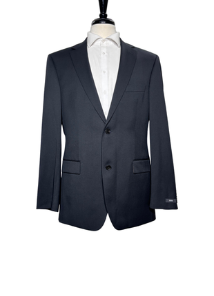 Hugo Boss Mens Solid Black Notch Lapels Classic Fit 2 Button Wool Suit - 40L