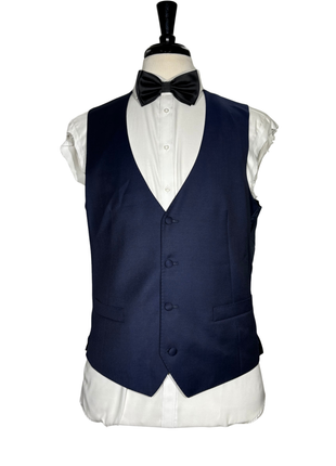 Corneliani Mens Solid Navy Fully-Canvassed Shawl Lapels Slim Fit 3-Piece Wool Tuxedo - 42R