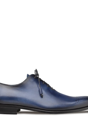 Mezlan Mens Solid Blue Lace-up Oxford Leather Dress Shoes