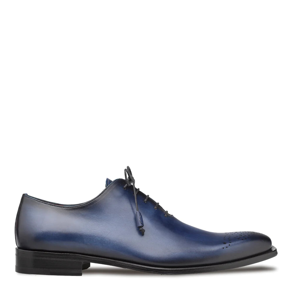 Mezlan Mens Solid Blue Lace-up Oxford Leather Dress Shoes