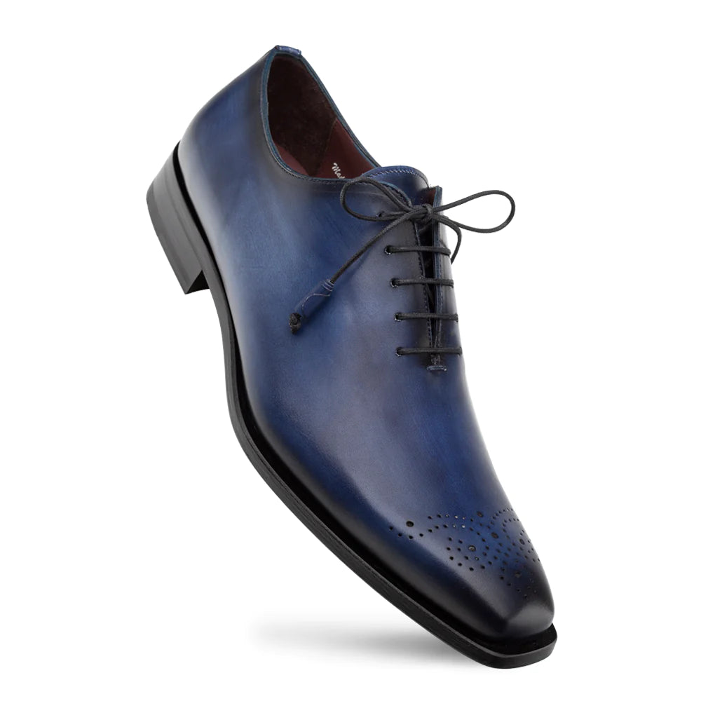 Mezlan Mens Solid Blue Lace-up Oxford Leather Dress Shoes, 8 Mezlan Mens Solid Blue Lace-up Oxford Leather Dress Shoes, 8