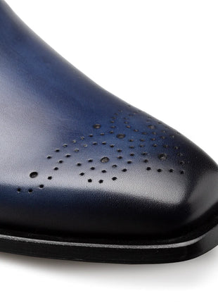 Mezlan Mens Solid Blue Lace-up Oxford Leather Dress Shoes