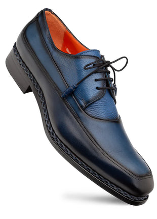 Mezlan Bowery Navy Lace-up Calf/Deer Derby Dress Shoes