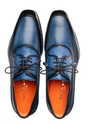 Mezlan Bowery Navy Lace-up Calf/Deer Derby Dress Shoes